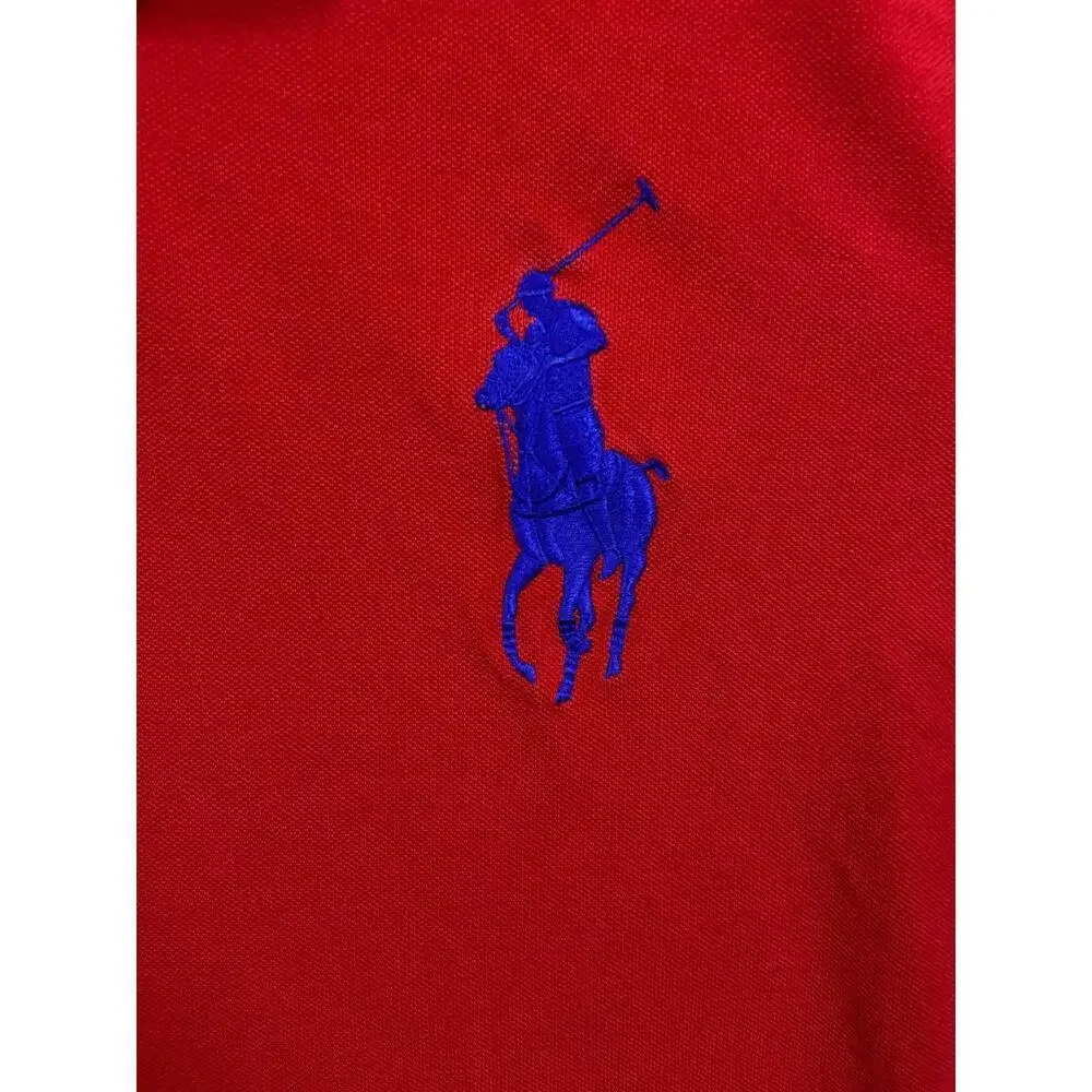 Polo Ralph Lauren Polo Shirt Men XL Custom Fit Red High Low Hem Golf Rugby 23.5
